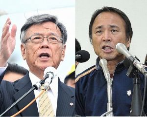 翁長知事(左)と山城議長
