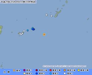各地の震度(気象庁HPから)