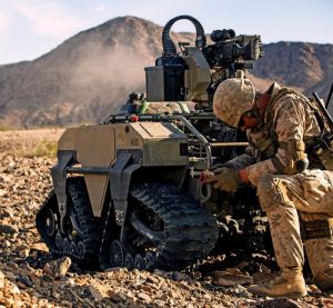 昨年11月にカリフォルニア州トゥエンティーナインパームス地対戦闘センターで訓練する米海兵隊実験部隊ダークホース(米海兵隊提供