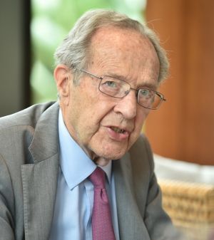 普天間返還合意を振り返るウィリアム・ペリー元米国防長官=13日、ハイアットリージェンシー那覇沖縄